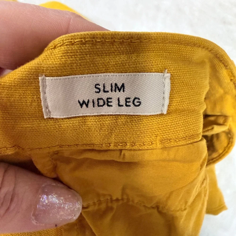 J.Crew Slim Wide Leg Pants Mustard Yellow High Rise Cotton Modal Size 28T Tall